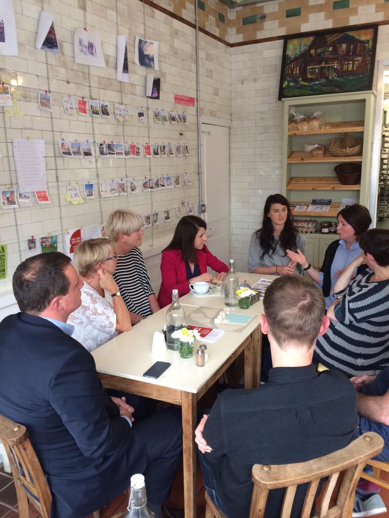 LizforLeader's tweet photo. Liz visited the inspirational folks at the cooperative @HomebakedA in Anfield today and heard about #PayDayPieDay http://t.co/gjgzXRteze