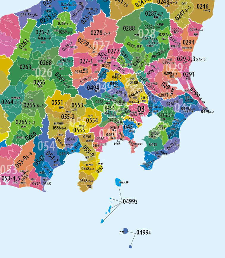 地理人 今和泉隆行 בטוויטר 再掲 市外局番地図 関東はこんな感じです 特に04エリアがカオス Http T Co Tjo7q4iose