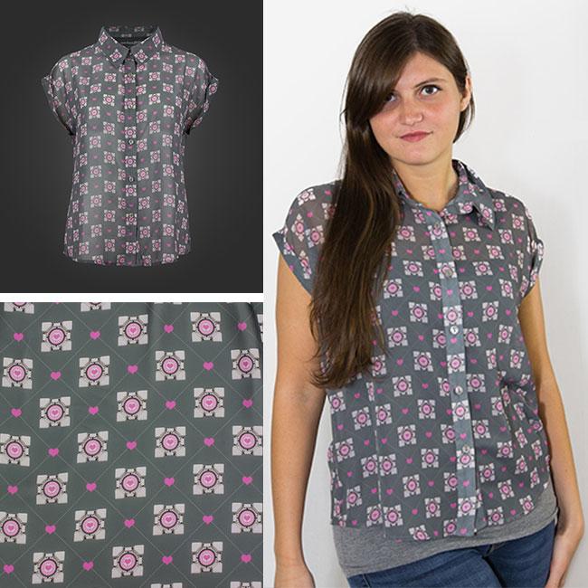 ForFansxFans's tweet image. You'll love this #Portal​ #CompanionCube Chiffon Top, &amp;amp; you definitely won't incinerate it. bit.ly/1CVNKY5