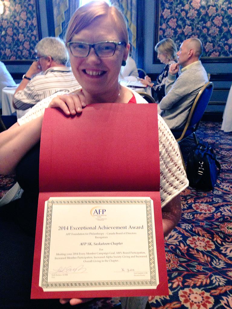 afpsaskatoon's tweet image. Honoured to receive an Exceptional Achievement Award for our chapter! #afp #afpcanada #yxe #presidentJen #shessohappy