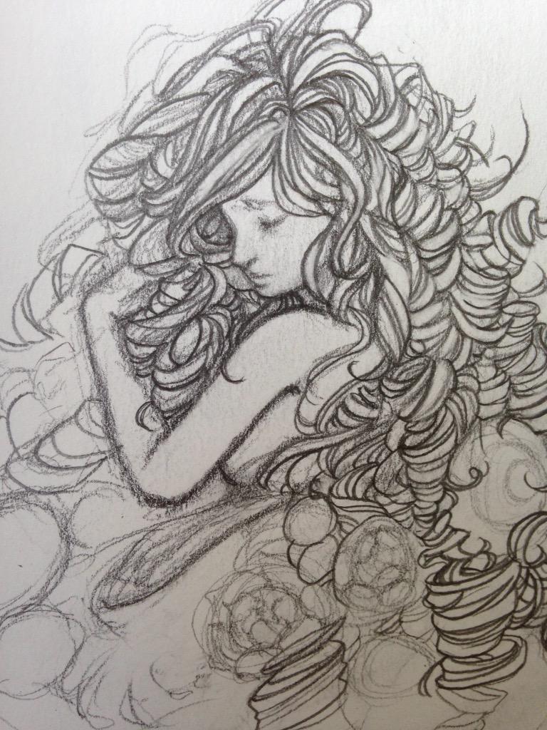 Spootsprite's tweet photo. Another sketch. Developing a fondness for big curls <3 #artists #art #illustration #sketch #wip http://t.co/vCWHInsRXL