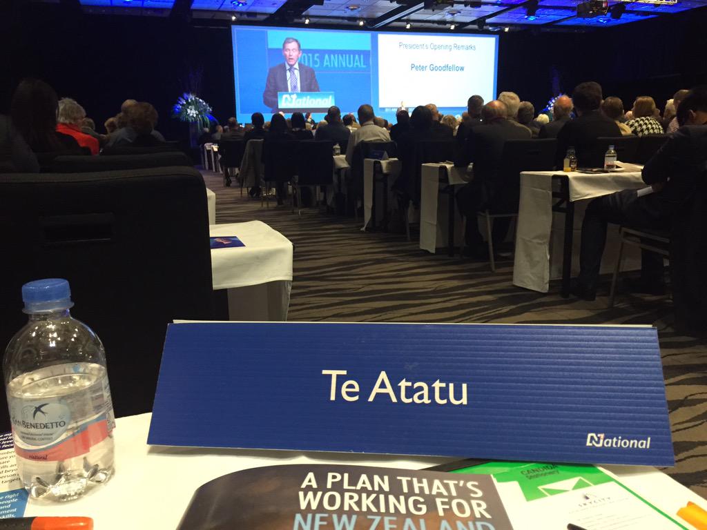 AlfredNgaroNZ's tweet photo. Te Atatu in the house @  #NatConf15 'earning the right to be the government' #PMjohnkey http://t.co/7hRkLCmWRF