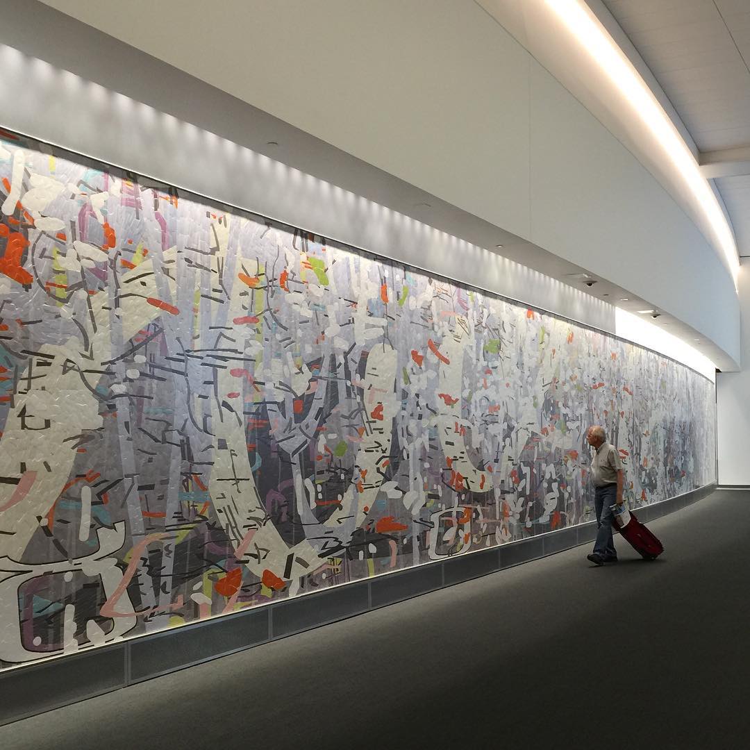 root_division's tweet photo. Root Division Board Chair #AmyEllingson showing incredible new mosaic piece at SF Airport ✈️ #TerminalT3 #BayAreaArt http://t.co/AYZlBIR7Qr