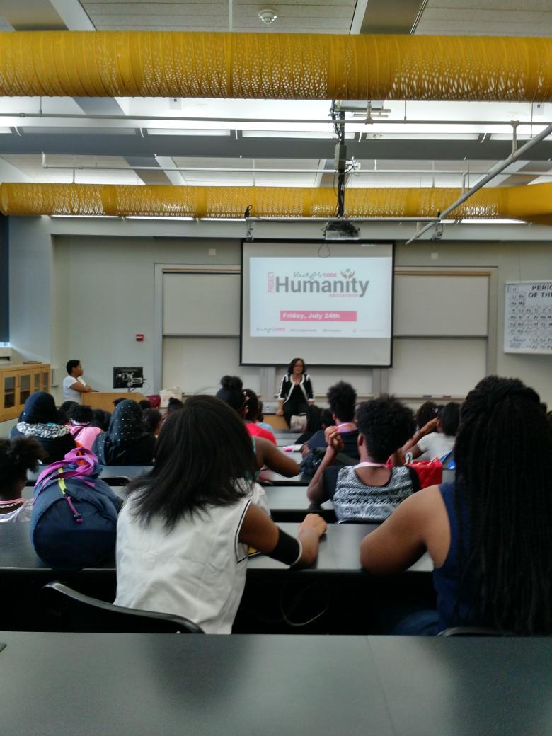 HTMikeLee's tweet image. CTO of NYC @minervatweet chatting with the girls at #BGCprojecthumanity