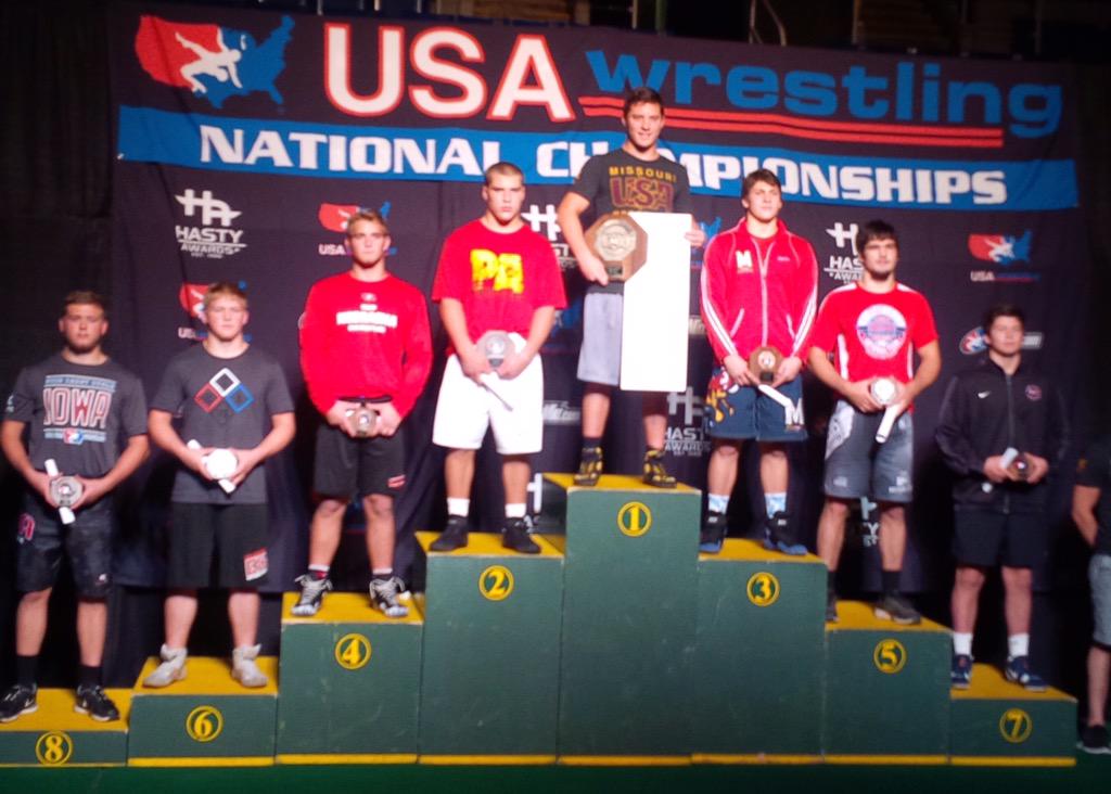 NEUSAWrestling's tweet image. Colton Wolfe! 4th place at 195lbs in the Cadet Freestyle bracket! All-American! #Fargo2015