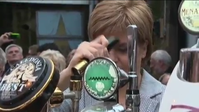 drygate's tweet image. The #Clutha reopened tonight; Here&apos;s a cheeky wee shot of @NicolaSturgeon just before she had a pint of #Outaspace ;)
