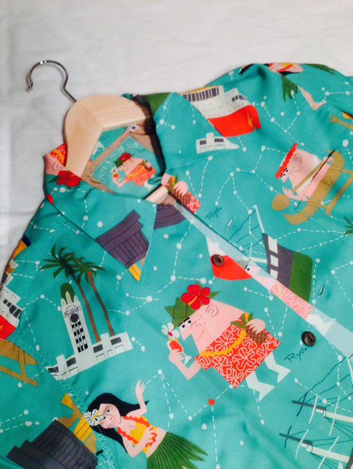 人生初アロハ!生地がテロテロで軽いし涼しい!アンクルトリスが可愛くてお気に入りの一枚になりそう。大切に着なきゃ… 