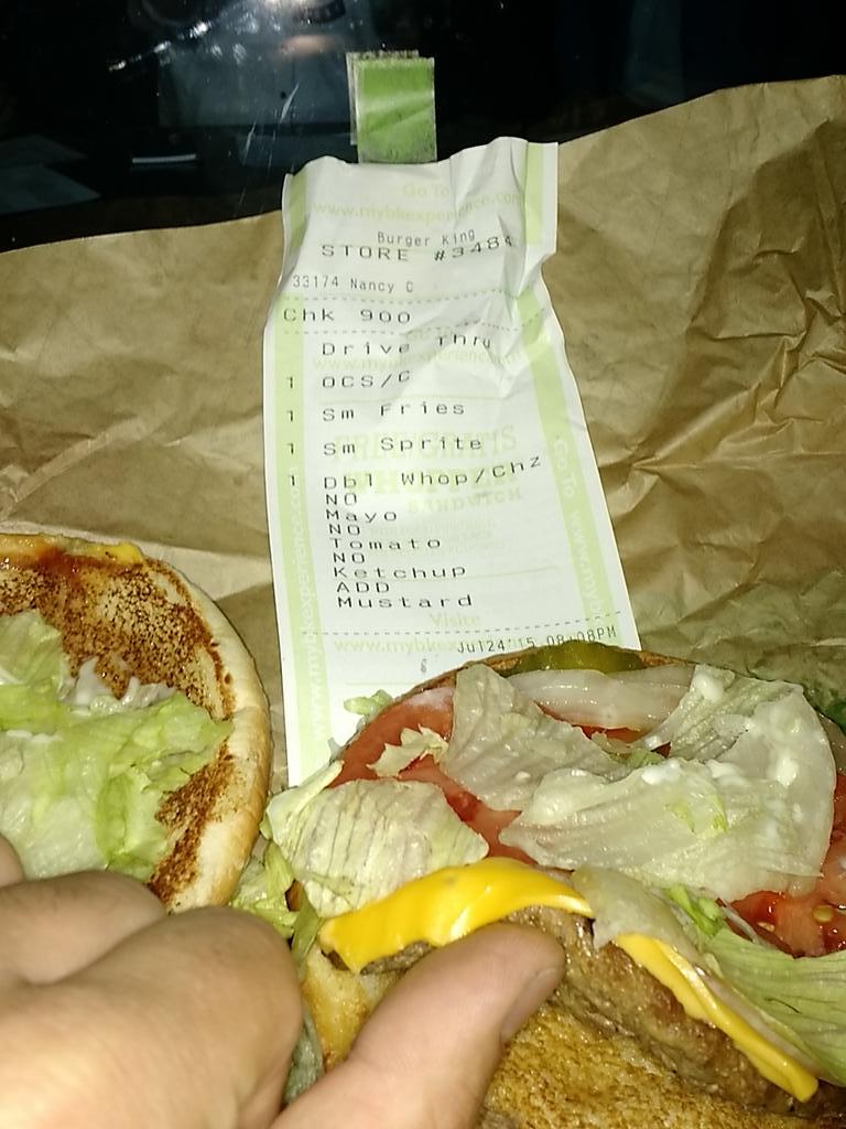 t_lally's tweet photo. @burgerking literally no part of this is right.  It's inedible.  Thanks for ruining my dinner http://t.co/g27DNwAK77