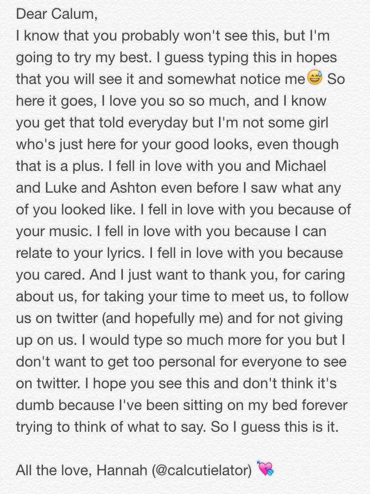 calcutielator's tweet photo. Calum Hood from 5SOS, if you have a moment, could you please read this? I love you @Calum5SOS http://t.co/jLszrj9IzZ