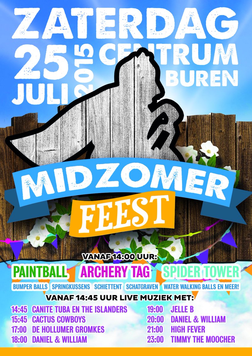 Nog een paar uur en dan gaat het Midzomerfeest 2015 van start! Hopen dat de weergoden ons een beetje met rust laten..