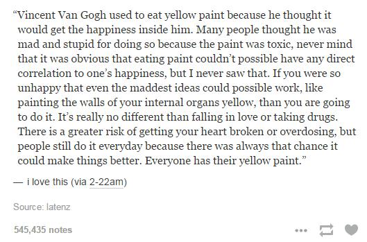 MorbidMeggii's tweet photo. #VanGogh #yellow #paint #art #disturbthecomfortedcomforthedisturbed #happiness http://t.co/kuZ92opQNi