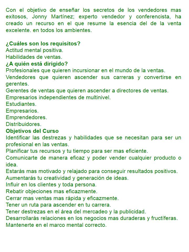 insugarcca2013's tweet photo. @insugarcca2013 Te ofrecemos el Curso ONLINE EL VENDEDOR EXCELENTE, por Jonny Martinez, http://t.co/pciq5wysre http://t.co/8HWj6CI7Xt