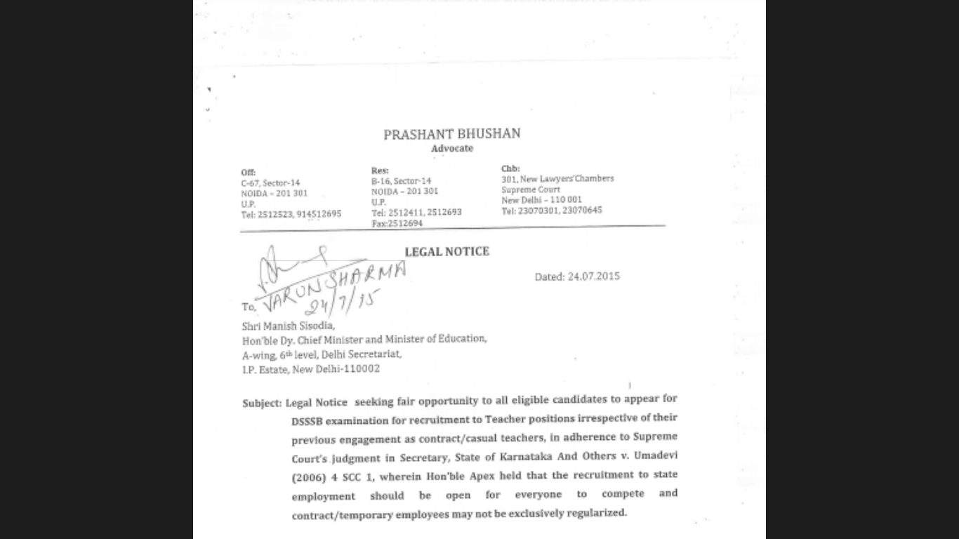Prashant Bhushan on X: &ldquo;Notice to Delhi govt re illegality of 