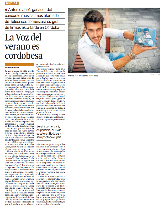 ClippersMusic's tweet photo. La gira de @AntonioJSMazuec comenzará el 16 de agosto!! ¿Nos acompañas en este #viaje? ;) http://t.co/J48uAxzbmQ