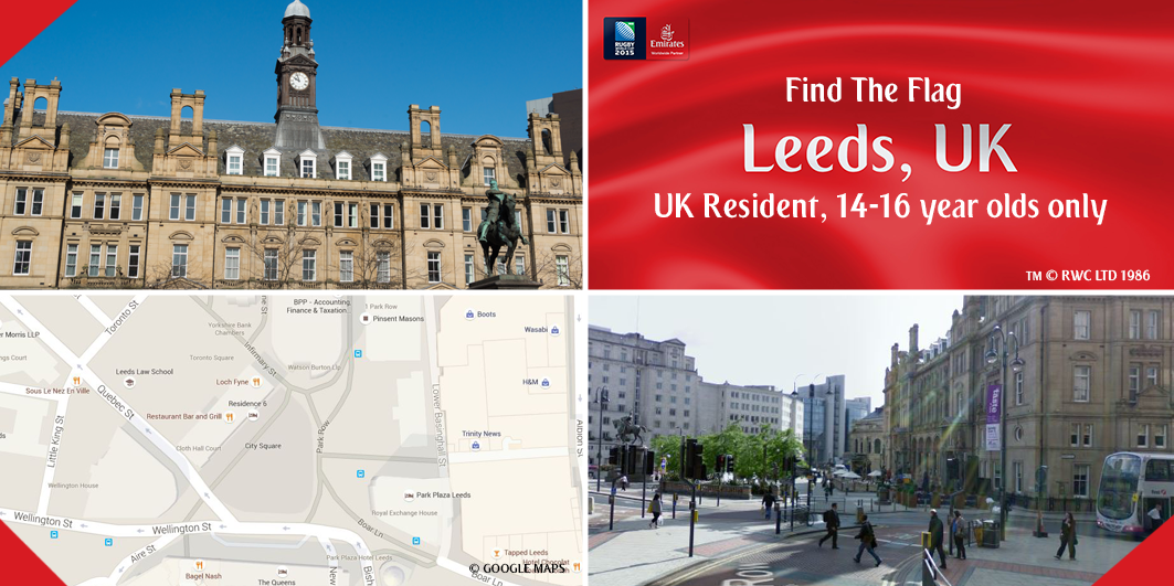 emirates's tweet photo. Find the #EmiratesFlag in #Leeds for your chance to be a 
#RWC2015 Flag Bearer. TCs http://t.co/TegC76EgRD http://t.co/mNX1RNWUQA