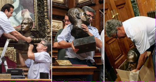 JFalange's tweet photo. Plan de Podemos para salir de la crisis:

✔️ Hablar en femenino
✔️ Retirar bustos
✔️ Quitar calles históricas

⬇️ http://t.co/3ENWAOo05I