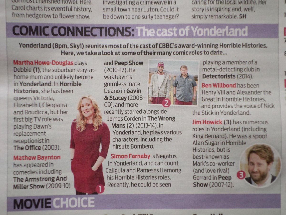 Comedy Profiles of #HorribleHistories/#Yonderland cast members in the Daily Mail's Weekend TV Guide