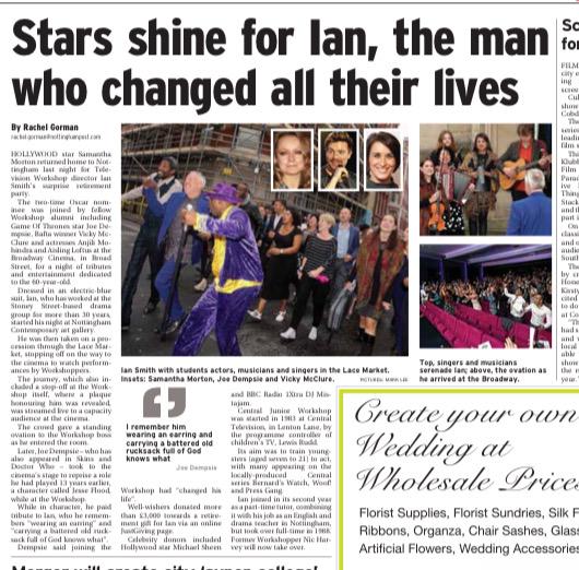 EG_Editor's tweet photo. Doctor @Vicky_McClure in today's @Nottingham_Post + Ian Smith @tvworkshopnottm surprise party http://t.co/BCQfNficAq