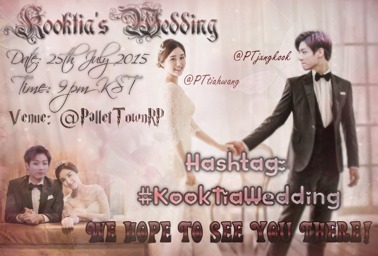KookTiaWedding's tweet photo. You're invited to #Kooktia's wedding! Follow me~  @PTYBora_ @PTjisoo95 @Ptlseongyeol @PTtheark_Yuna @PTShannonpix http://t.co/rEeq79jgWi
