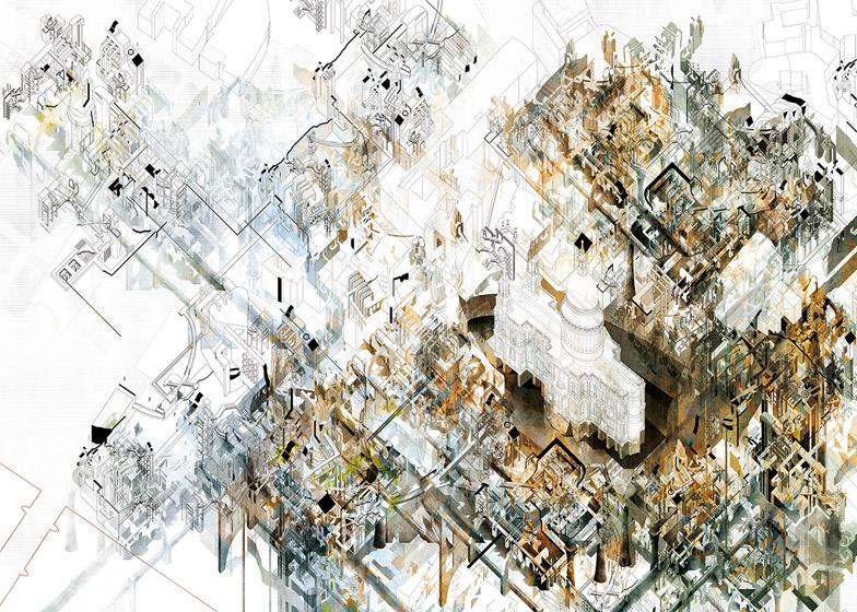dezeen's tweet photo. London's financial district reimagined as a disorientating labyrinth: http://t.co/XsSOxZR4Mp #architecture http://t.co/vvTLZWJLEz
