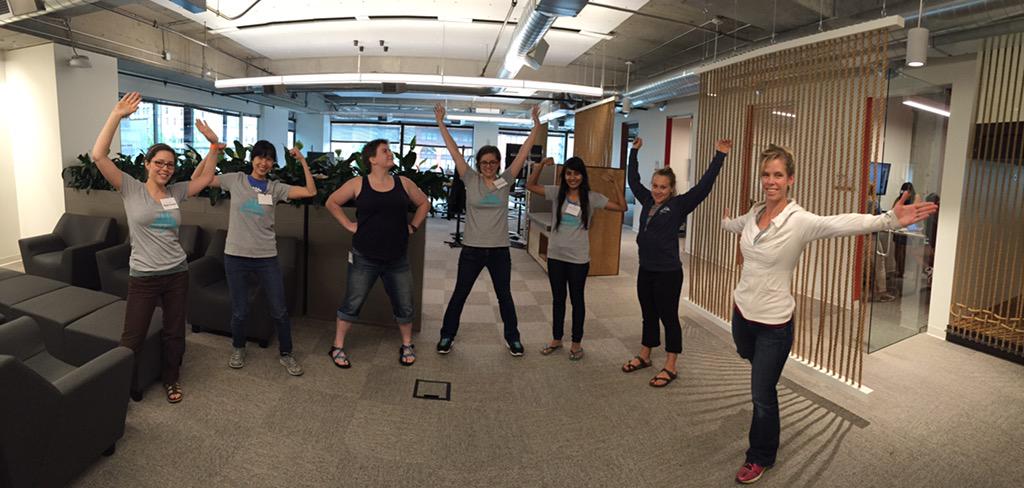CorinneLavinder's tweet image. Power Pose Break! Nike &amp;amp; Puppet Labs Women&apos;s Hackathon @We_Code_2015 #wecode #codeisqueen