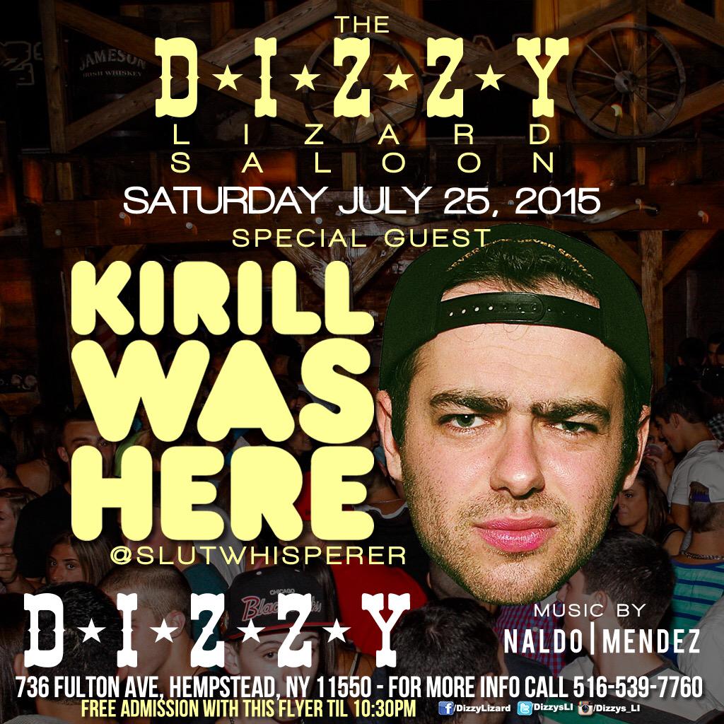 DizzysLI's tweet photo. Dizzys Tonight! Kirill will be partying with us all night long! Doors open at 10! Don't miss it! #Dizzys http://t.co/3pgnIaVv4O