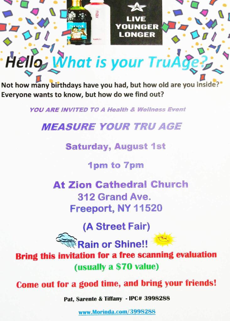 Sarente3's tweet photo. Come join us Saturday Aug.1st.Free Scan, Free Samples!! #Morinda #TruAgeMax http://t.co/6ROV65QMg4