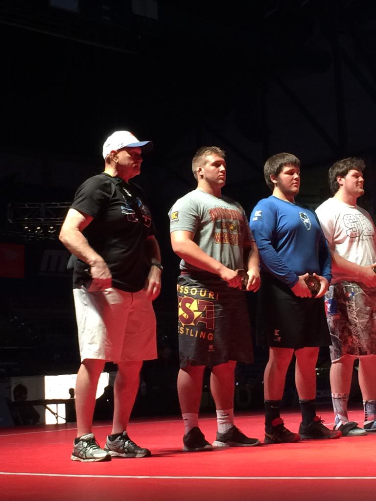 MoWestWrestling's tweet image. C Boyles on the medal stand at #Fargo2015