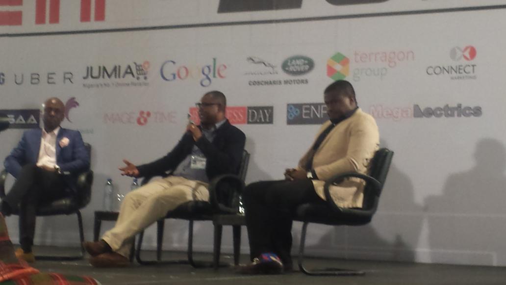 TerragonGroup's tweet photo. Enplug's Alabi Mako, Samsung's Charles Ojei & CEO of Terragon Group @Eloumeh at the #TechPlus2015 plenary session http://t.co/uQL8wQ9bOg