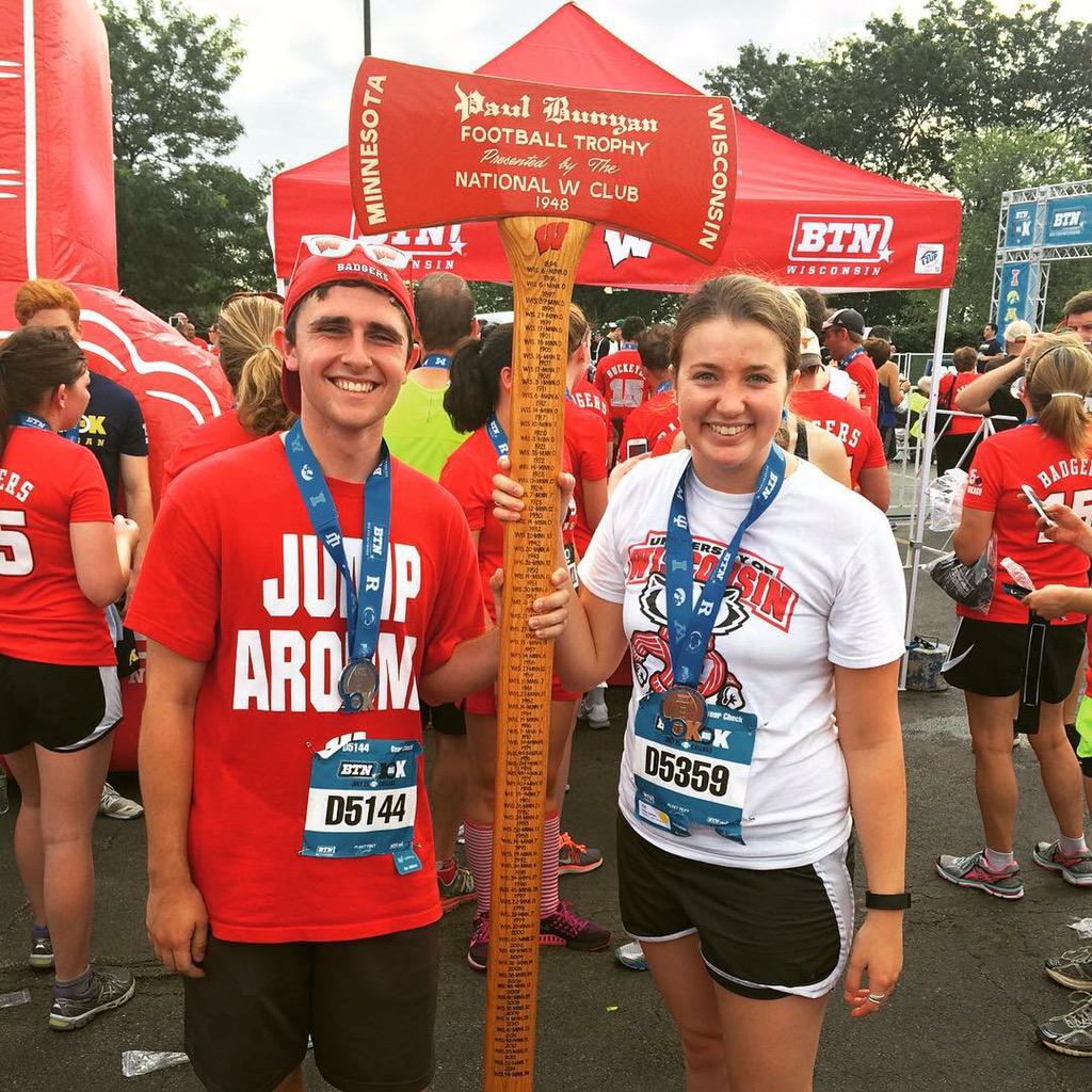 UWMadison's tweet photo. Won't find this at Minnesota's #BTNBig10K tent. #OnWisconsin (via @Kevin__Castro) http://t.co/OyiuGfC6gu