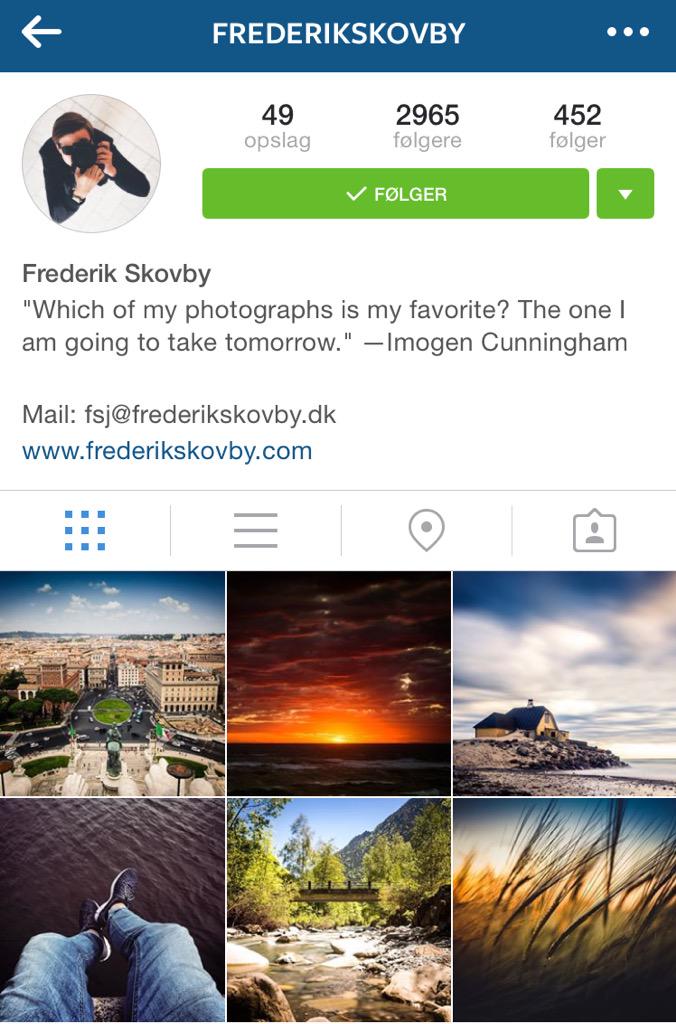 Hvis du elsker billeder af høj klasse, så tjek <a href="/frederikskovby/">Frederik Skovby</a> ud på Instagram. Han er overdrevet talentfuld. 😉👍🏽