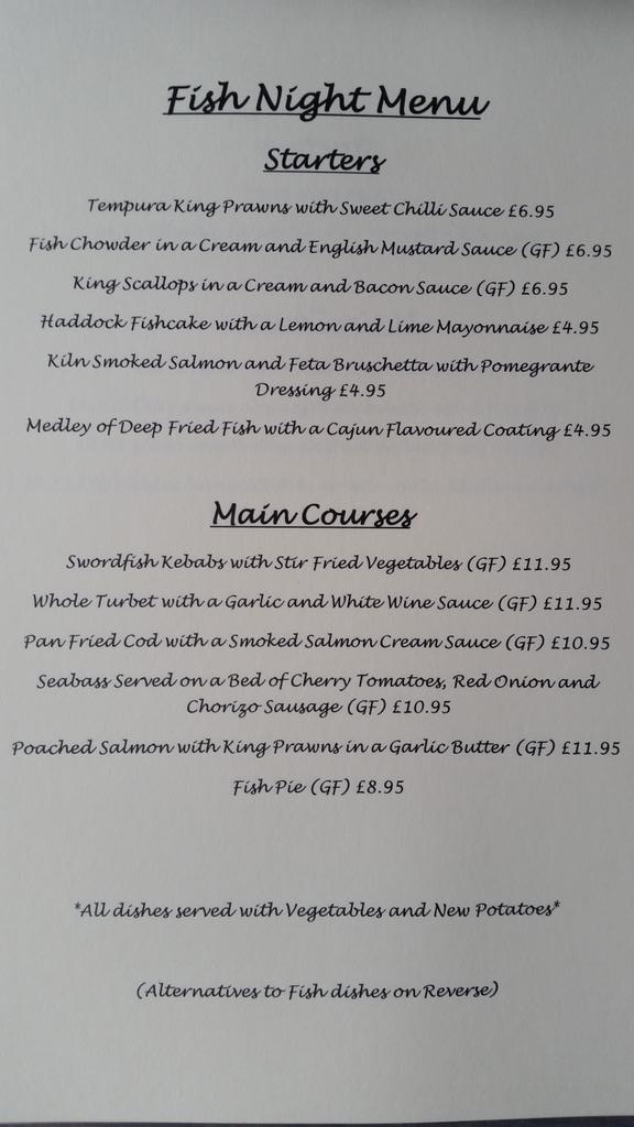 thecannoninn's tweet photo. Menu for Monday's Fish Night! Starting from 5pm.... alternatives also available #fishnight #homemade #fresh http://t.co/cPxNm8lFkB
