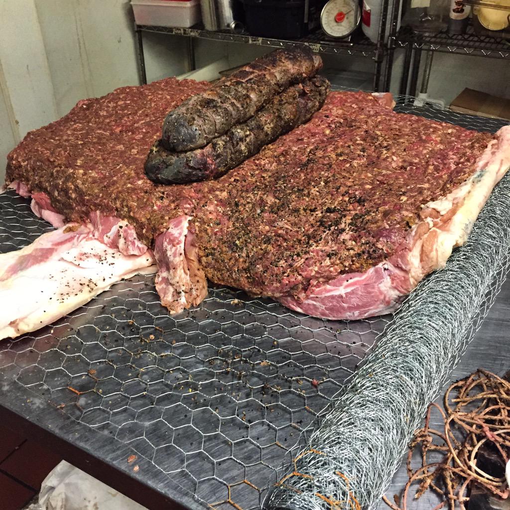 #porkbelly stuffed w/ #meatloaf stuffed w/ #ribeye #striploin ready for #smoking #bbq #farmtotable <a href="/LettuceBeLocal/">Lettuce Be Local</a>