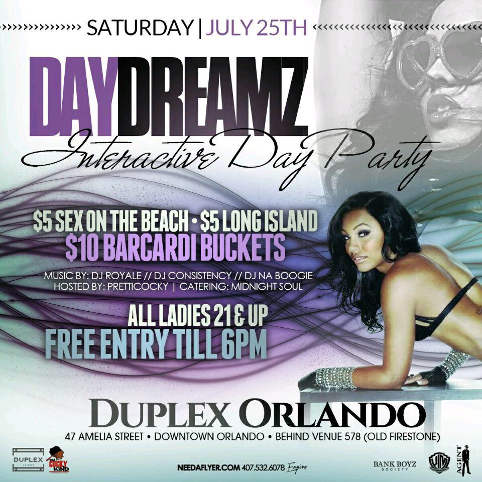 DuplexOrlando's tweet photo. From 5-9:30pm today it's #DayDreamz the interactive day party! $5 Sex on the beach and Long Islands! See you soon! http://t.co/qcDp8bU1uH