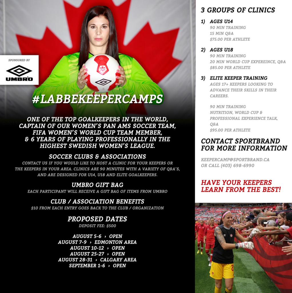 LabbeKeeperCamp's tweet image. ATTN ALBERTA CLUBS! Register fast &amp;amp; secure your keepers a spot in my camps! Can't wait to meet everyone! #canWNT ⚽️