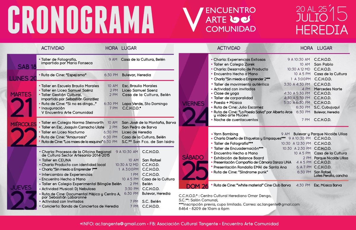 _tangente's tweet photo. Cronograma de las actividades del #VEAC para hoy, último día http://t.co/K1ICJNvnGf