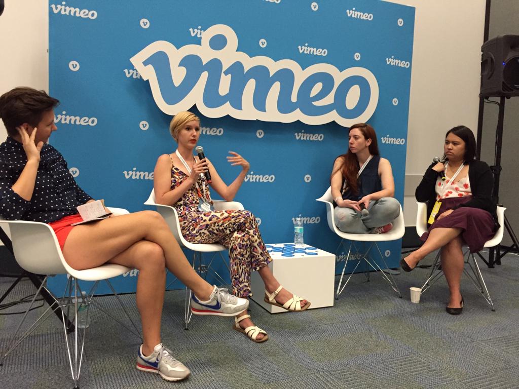 kyl33t's tweet photo. Thanks to @vimeo @bronwynlewis @thatkatiereed and @RJFilmSchool for a great panel! #PostGenderGap #Vidcon http://t.co/tyblfRZkNB