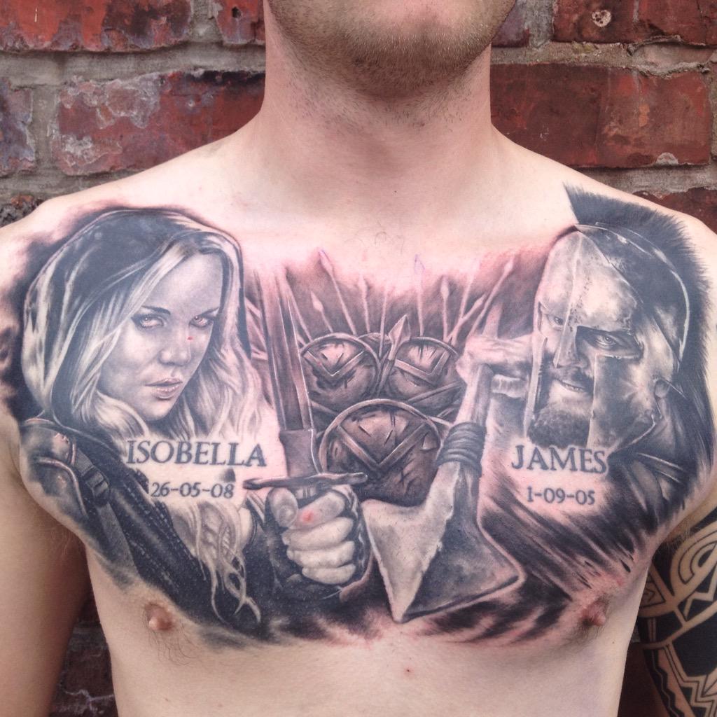 Inkversion on Twitter: "Finished Drews warrior chest piece #chestpiece