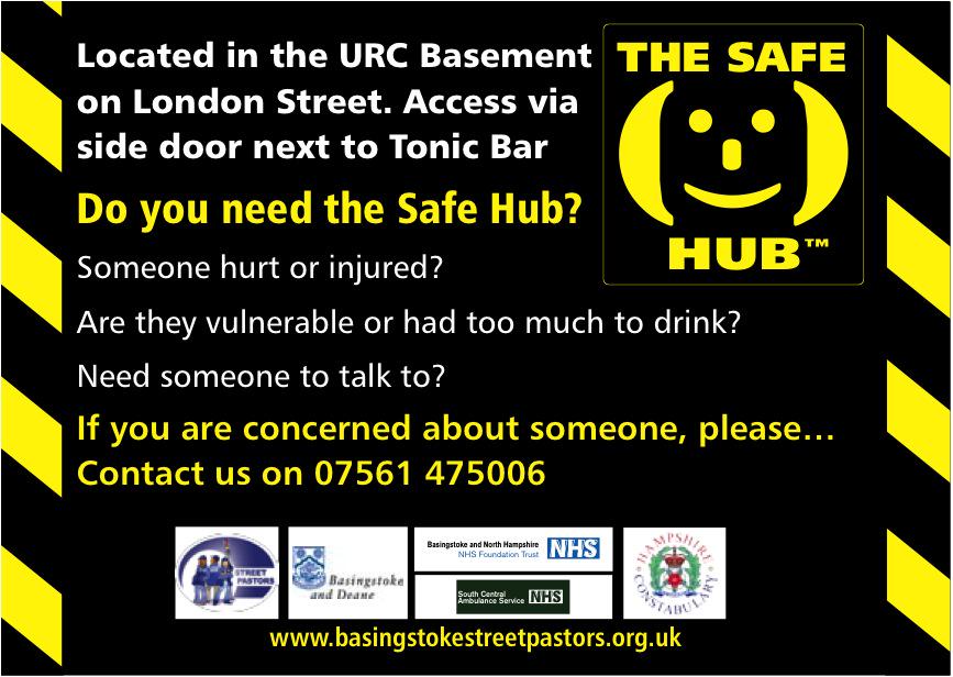 #Basingstoke #Streetpastor Safe hub open at 10pm. Contact us via the door staff if we can help. Have a good night.