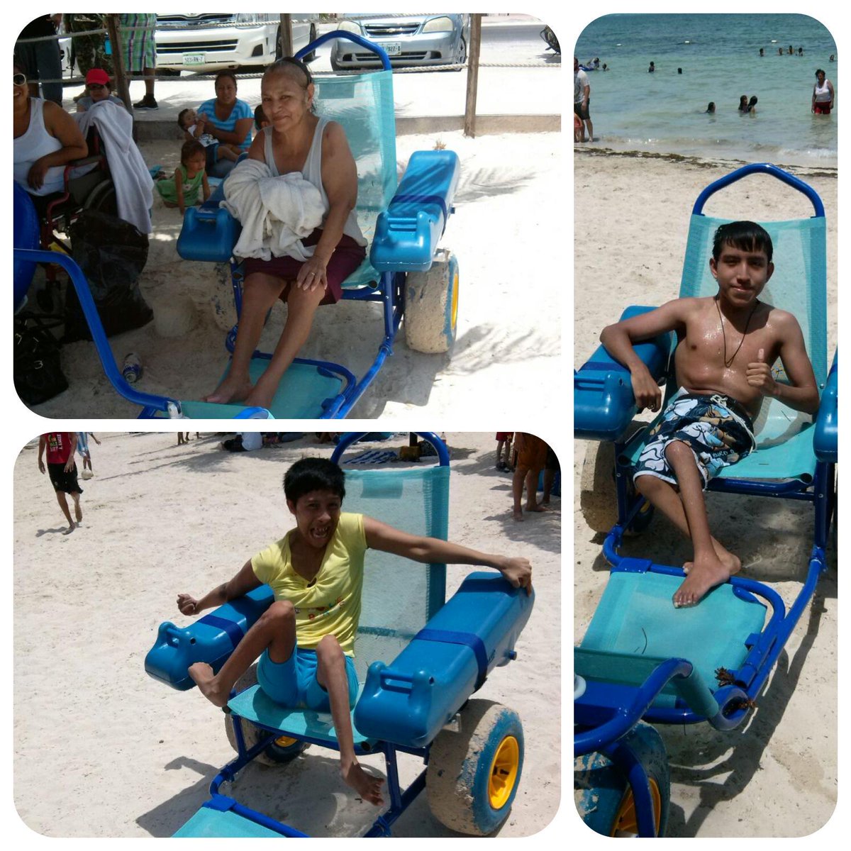 ZOFEMATBJ's tweet photo. Uso de sillas anfibias #UsoGratuito #CancunIncluyente #6BlueFlag @betoborge @PaulCarrillo2 @mariscalje http://t.co/I8tJ6rgbVF