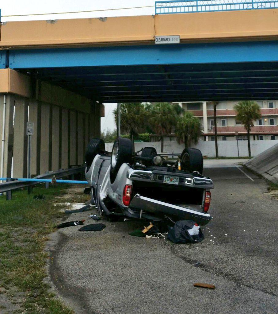 UPDATE: A man was taken to a hospital after his car fell about 30 feet from a bridge.   bit.ly/1JFGUTA http://t.co/1eWzxR1s5o
