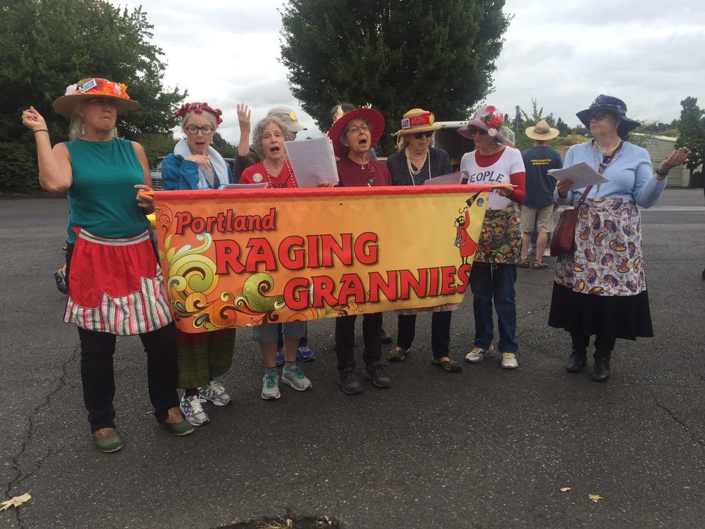 lastcurlew's tweet image. .@Shell you just can't hide from the Ragin' Grannies #shellnopdx