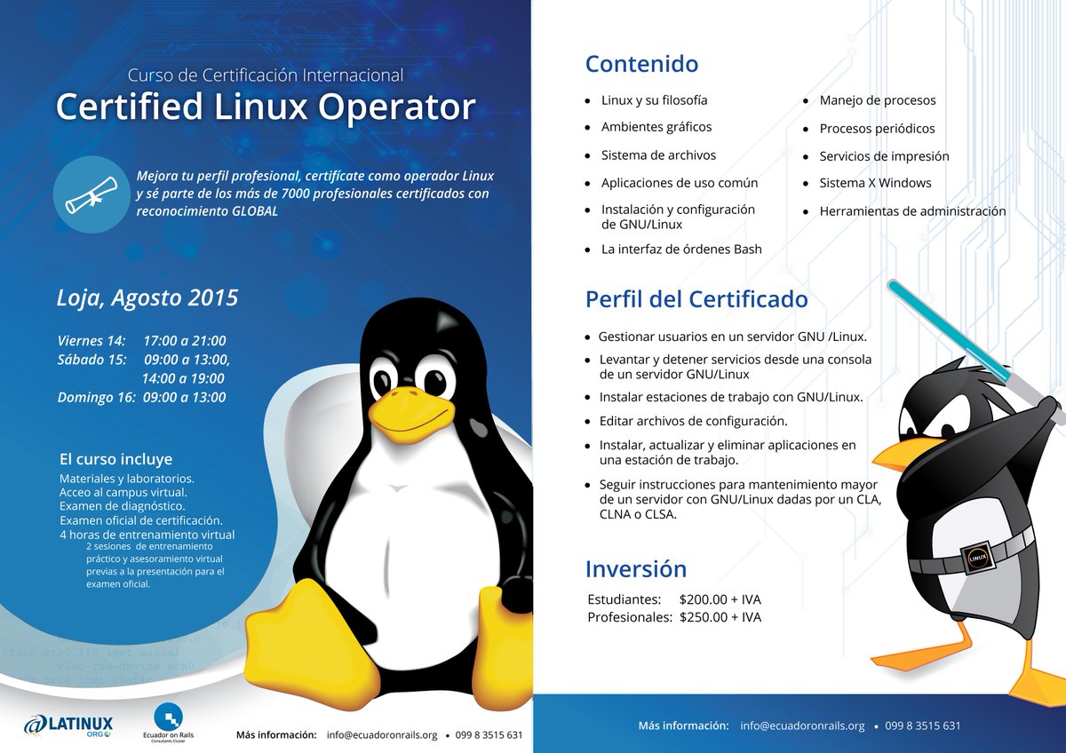 ecuadoronrails's tweet image. Ahora en #Loja 

Curso de Certificación Internacional &quot;Certified #Linux Operator&quot;