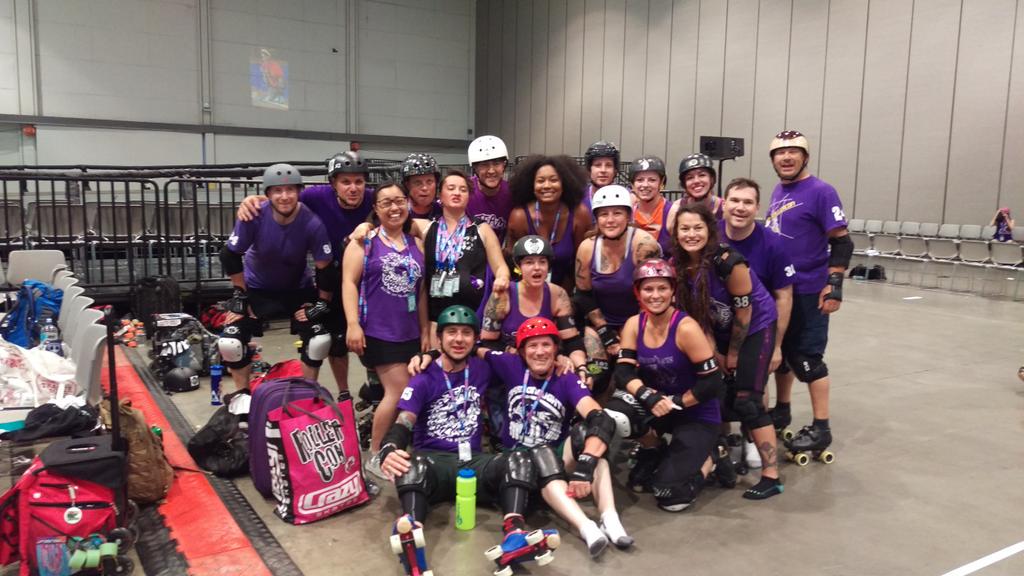 NewWheeledOrder's tweet photo. NWO representing @teamcrazylegs at @RollerCon! #rollercon2015 #RollerConTCL #rollerconcrazy #Vegas 💜 http://t.co/ERGao9qWnp