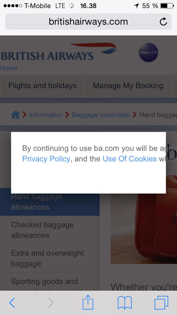 DitteMK's tweet photo. @BritishAirways0 you should 1. fix this unpleasantness and 2. ask me if I want to go to the mobile site instead #ux http://t.co/f95ZNNpBFN