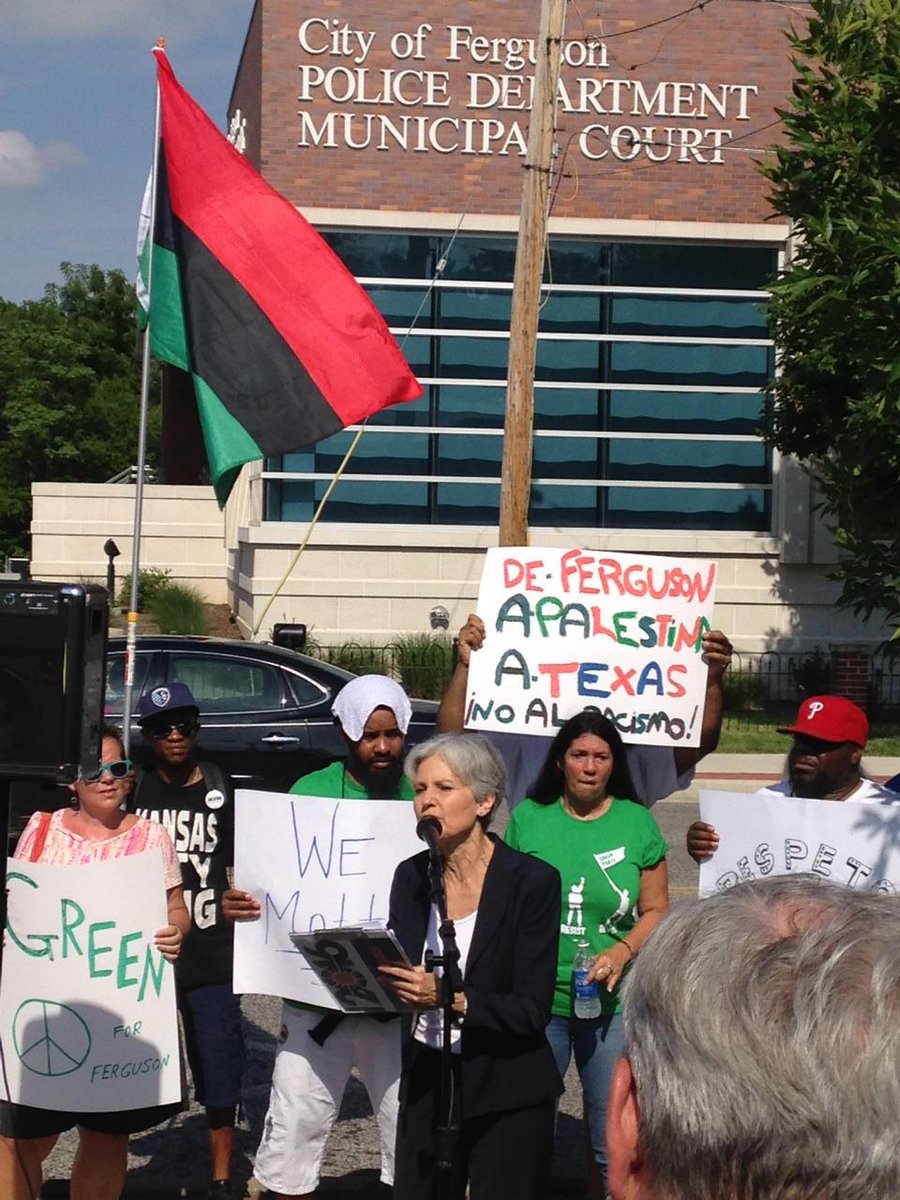 FreeDaveSchwab's tweet image. "It's time to end institutional racism and mass incarceration." -@DrJillStein #BlackLivesMatter #Ferguson #WeAreGreen