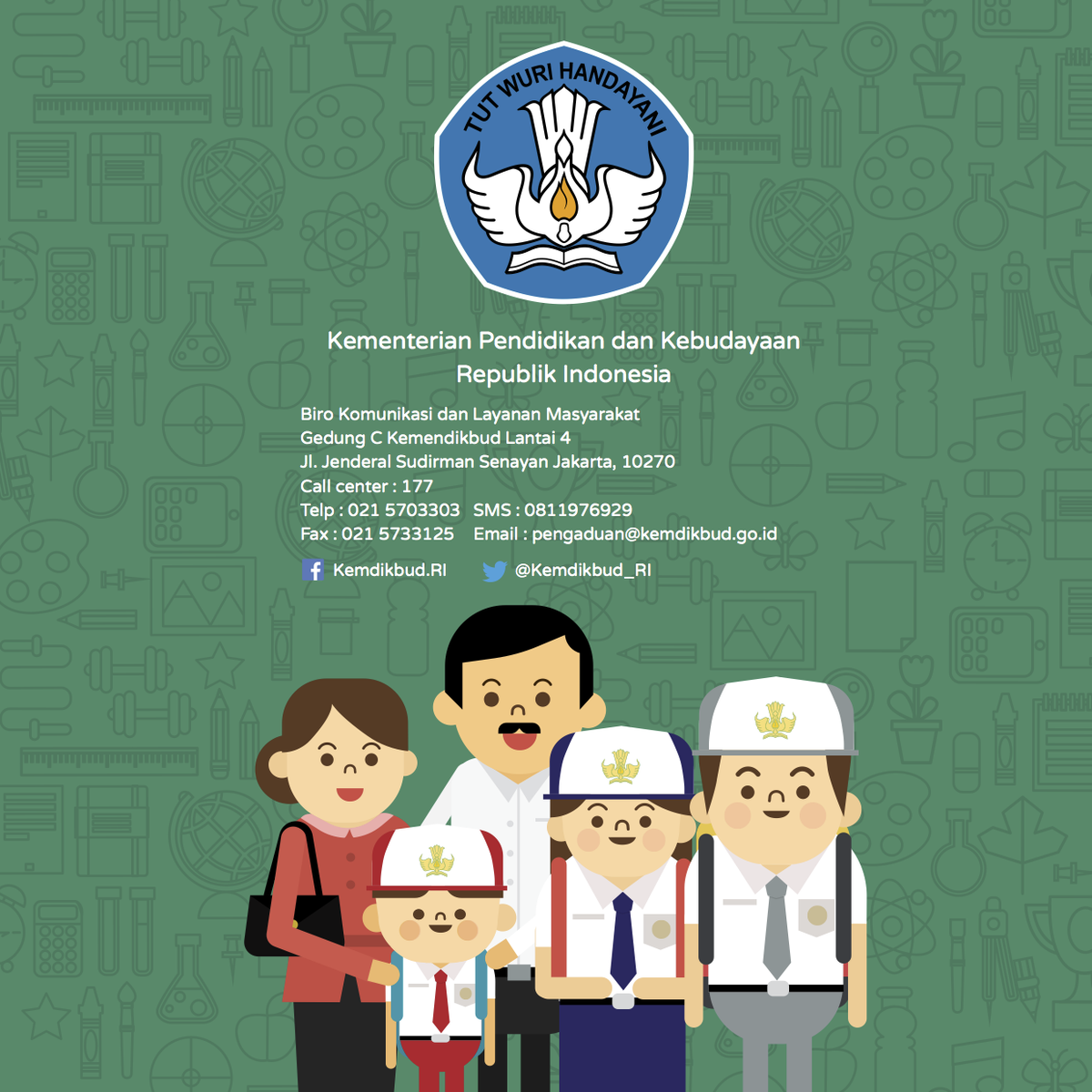 Kemdikdasmen's tweet photo. Hubungi Biro Komunikasi dan Layanan Masyarakat Kemendikbud jika ada pertanyaan/keluhan #kesekolah http://t.co/VRIaW8kTUC