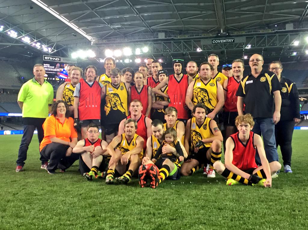 westernbulldogs's tweet photo. Proud moment for the FIDA teams from Wyndham Vale and Parkside, playing the curtain raiser today at @EtihadStadiumAU http://t.co/Db2eGukuAk