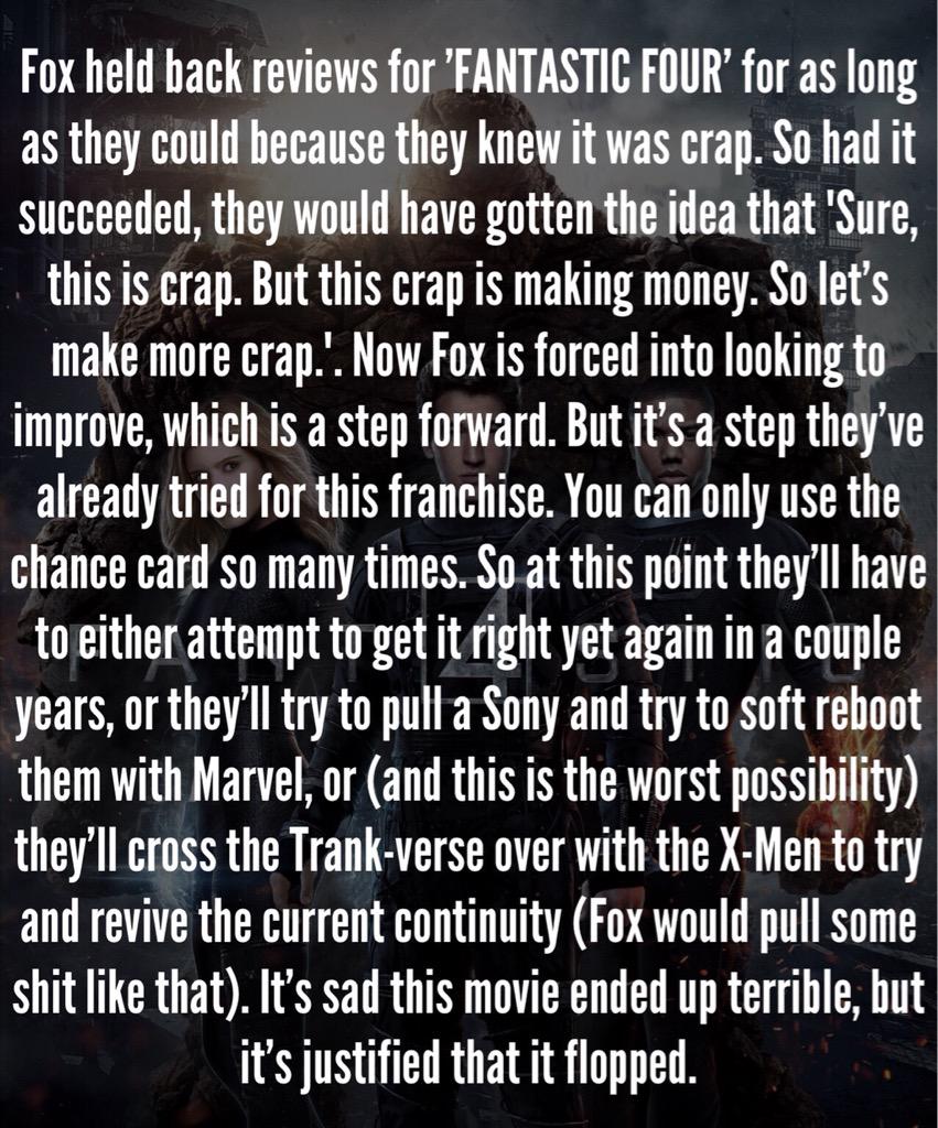 'FANTASTIC FOUR' is a flop and it's sadly a good thing. If you care for my thoughts: