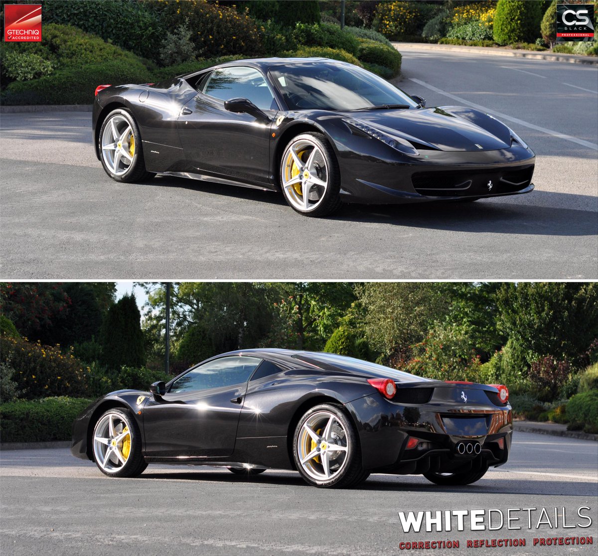 WhiteDetails's tweet photo. #Ferrari #458 after recent "White Detail" with @GtechniqUK CS Black protection #detailing #graypaul #supercardriver http://t.co/WiB9cz6S9A